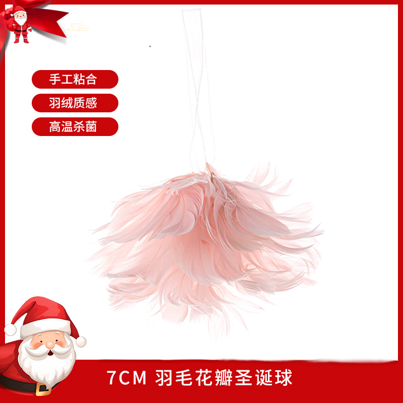 7cm Rosa espuma embrión pluma BOLA DE Navidad decoración de la boda centro comercial ventana techo colgante árbol de Navidad colgante