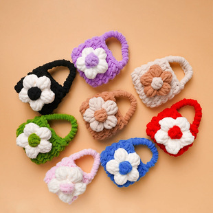 Crocheted Apple Bluetooth Headset Storage Bag Protective Cover Stuffed Cute Bear Handmade Knitted Keychain Bag