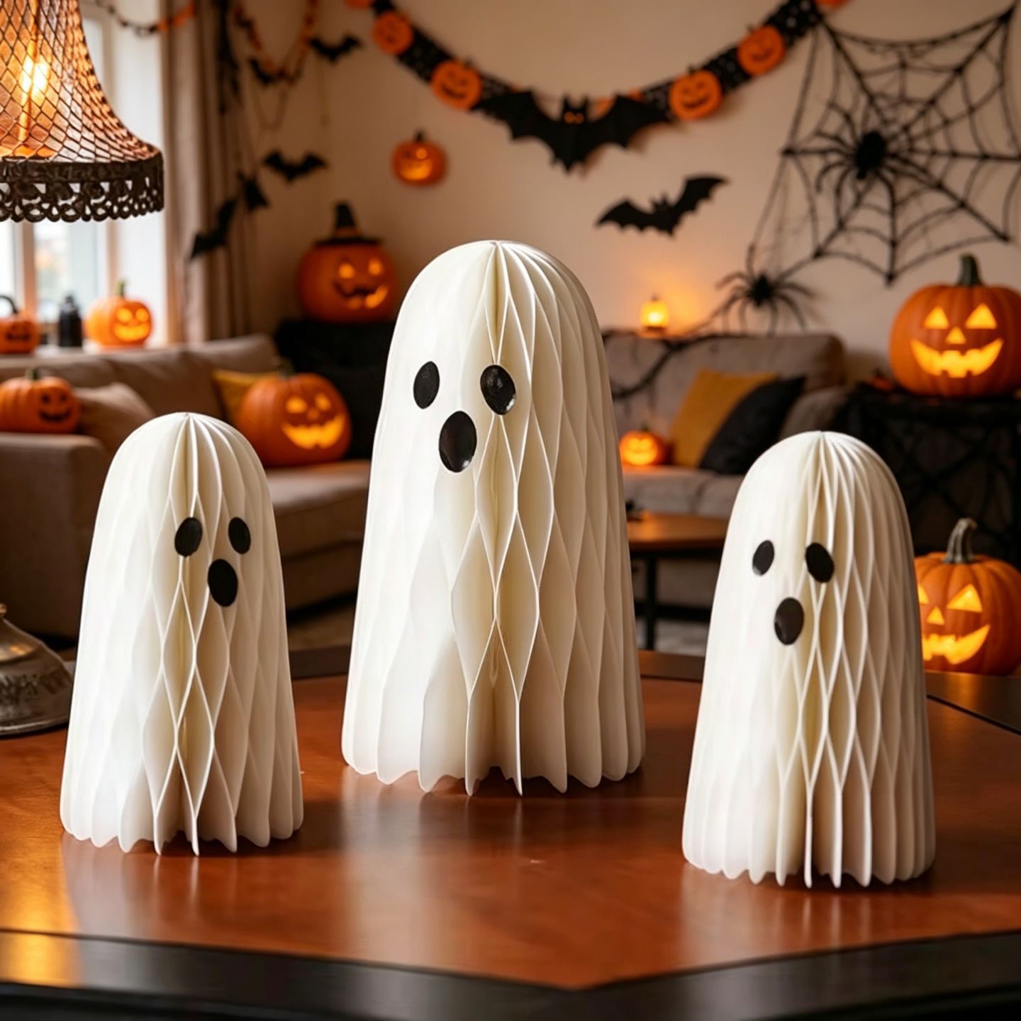 Decoración de Halloween Día de los Muertos calabaza murciélago esqueleto barra fiesta decoración fantasma panal bola linterna de papel