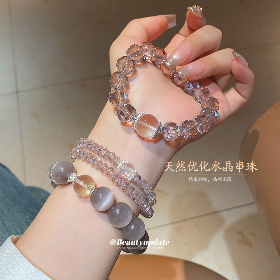 Pulsera de cuentas de cristal optimizada de ópalo natural 2025 nueva pulsera de todo fósforo de moda joyería de alta gama de nicho