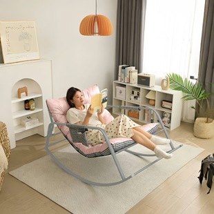 Double Rocking Chair Recliner Sofa Chair Bedroom Balcony Living Room Lazy Rocking Chair Leisure Chair Lunch Rest Chair Gold Y ^
