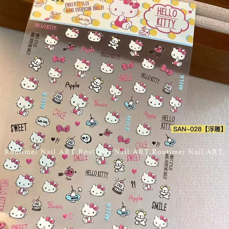 卡通三丽鸥美甲贴纸可爱kitty凯蒂猫新款KT集合手账ccd指甲装饰贴|undefined