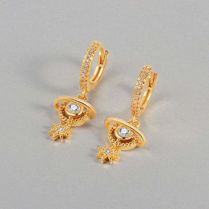 Trend small elegant fashionable earrings with zircon