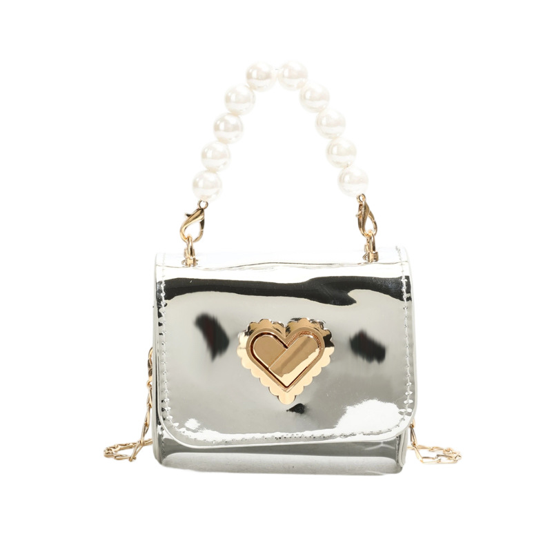 Bolsa de mano de niña de perlas de estilo extranjero dulce amor brillante bolso de cadena de chicas coreana nuevo bolso de niños