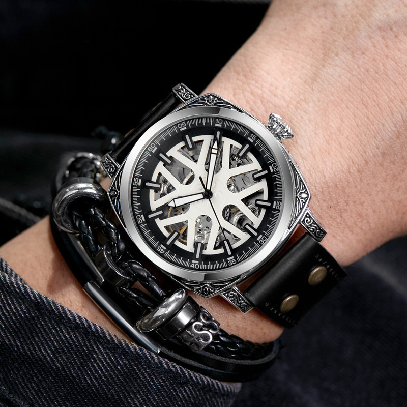 Reloj suizo SHENHUA Venta caliente reloj mecánico movimiento impermeable reloj luminoso hombres hueco moda reloj de pulsera