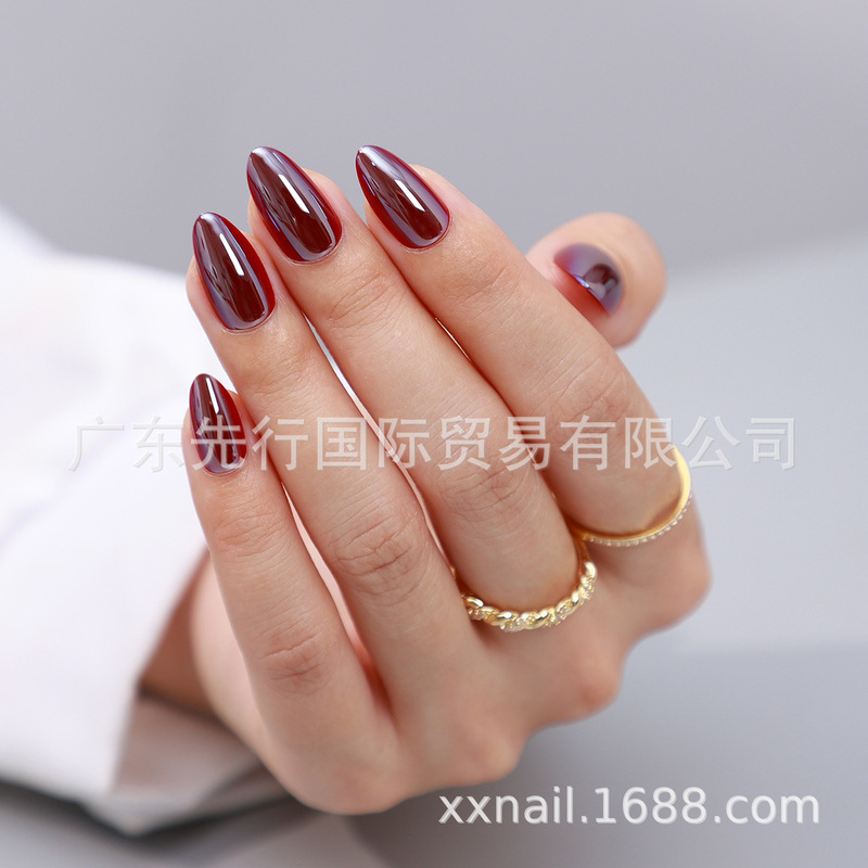 32Pcs Nails 16Size Electroplated Gel Soft Nail Press Fake Nail Manicure Patch Wearable Nail Patch Cross-Border