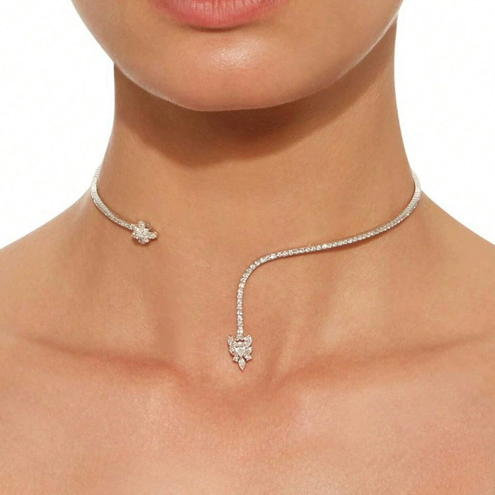 Популярное на Amazon ожерелье с цветком, высококачественное ожерелье со стразами, модное и универсальное ожерелье-аксессуар