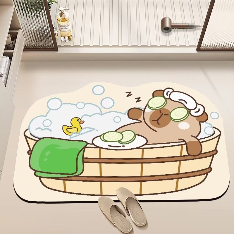 かわいいカピバラ浴室の新しい珪藻泥マットトイレ吸水滑り止め速乾汚れ耐磨耗マット|undefined