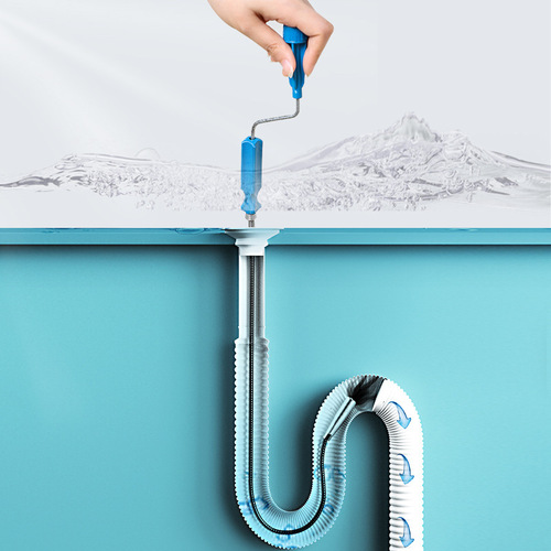 Hand-cranked pipe unblocker hair garbage clip pipe cleaning stick bathroom sewer unblocker toilet unblocker