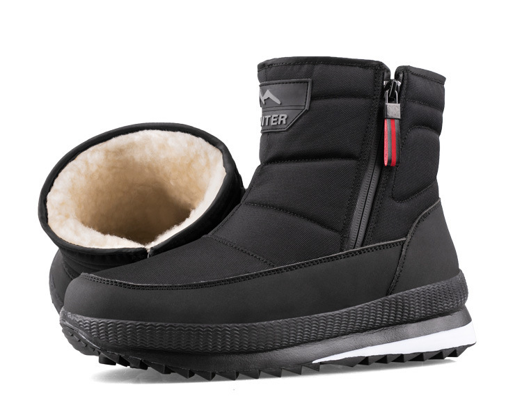 Nordost Verdickte, kurze, rutschfeste Herren-Schneestiefel mit Fleecefutter, warm, für den Winter, große Baumwollschuhe_voghion.com