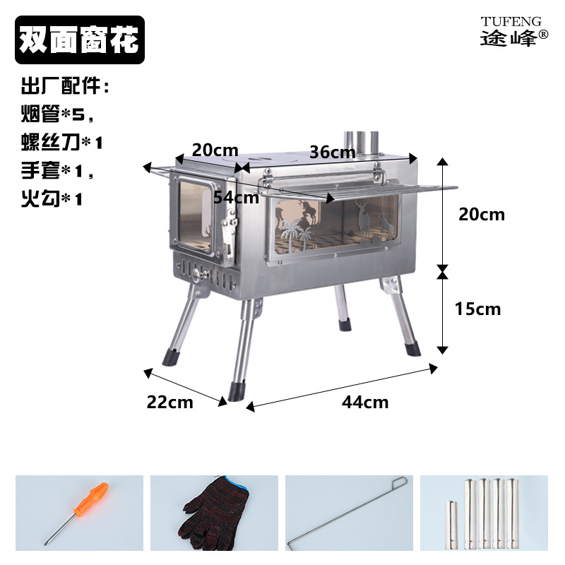 Estufa de leña portátil plegable de acero inoxidable para acampar, calentamiento de tiendas de campaña, estufa para exteriores, venta al por mayor.