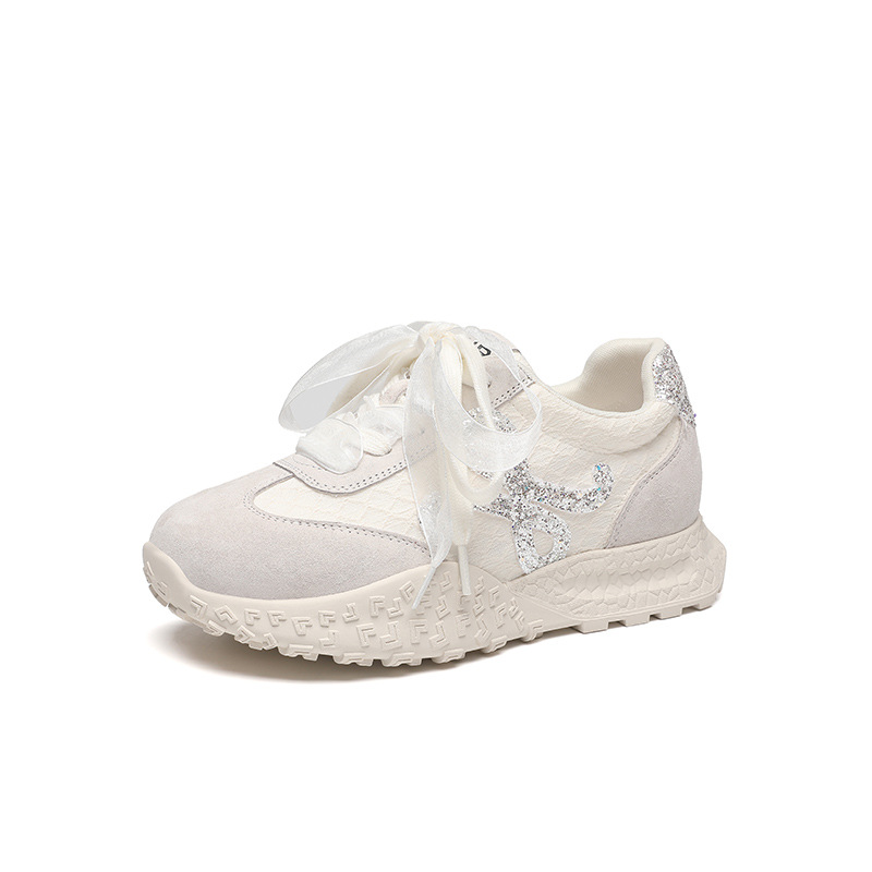 Giày sneaker nữ đế dày cổ điển mũi tròn dây buộc phong cách Đức huấn luyện — Màu hồng