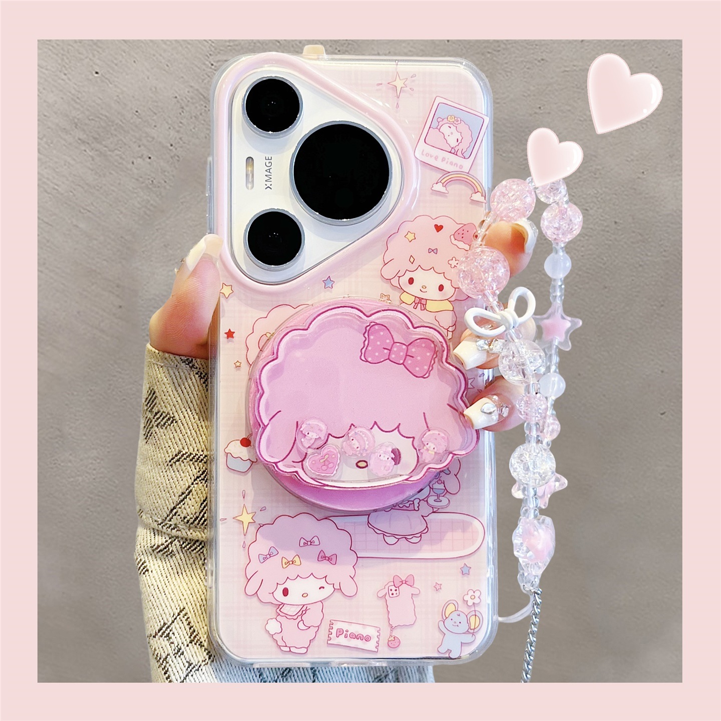 适用华为pura70pro+新款手机壳少女ins可爱粉色小羊摇摇乐磁吸支架mate70pro双层硅胶mate60pro小众女款全包