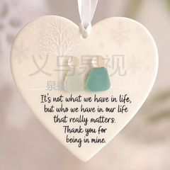 跨境热销 Heart-Shaped Sea Glass Friendship Decor 友谊装饰品