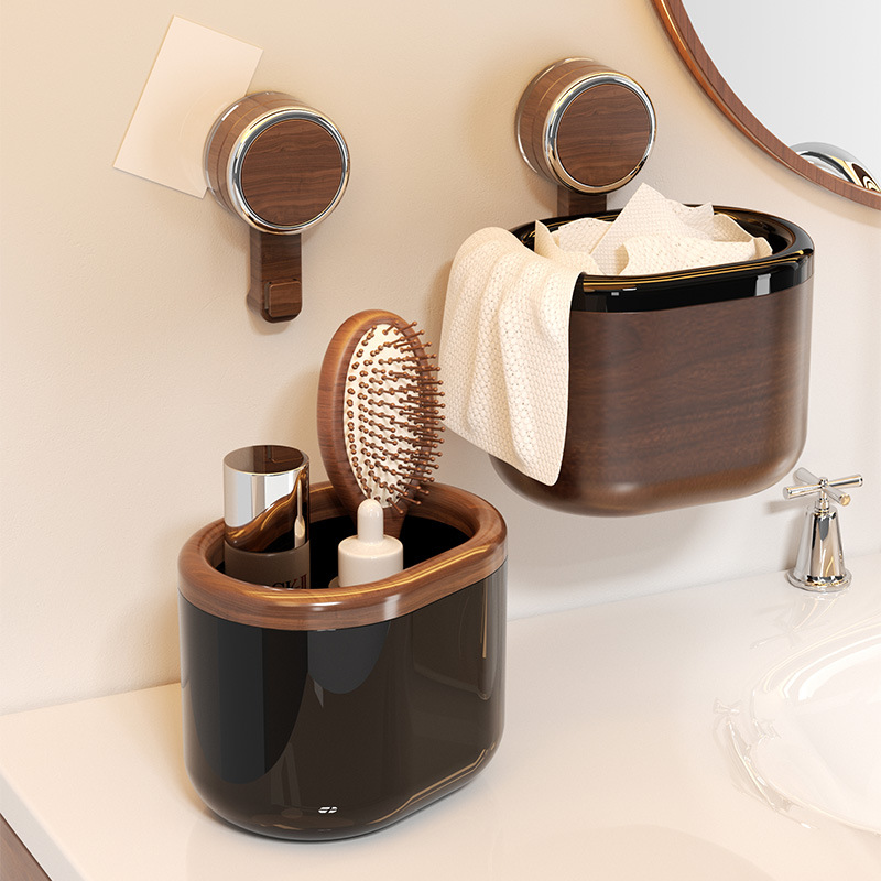 Ventosa de alto valor, bote de basura, escritorio, pared, baño de doble uso, toalla de lavado facial, cubo de almacenamiento, mini canasta de papel para dormitorio