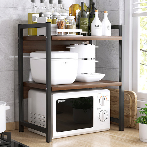 Kitchen microwave storage rack household countertop condiments oven condiments vegetable storage rack rice cooker holder