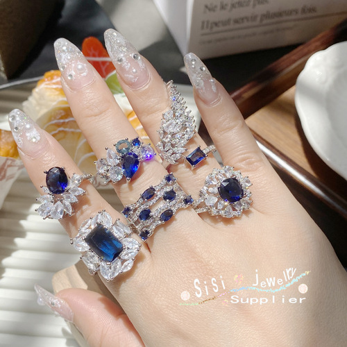Sisi original high-end jewelry tanzanite sapphire ring niche design 18K gold plated luxury star ring