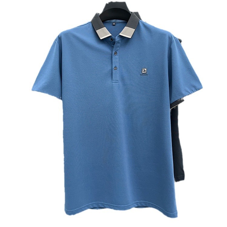 Camiseta de manga corta de algodón mercerizado verano de los hombres nuevos hombres de negocios Delgado Polo camisa papá camiseta Top batch