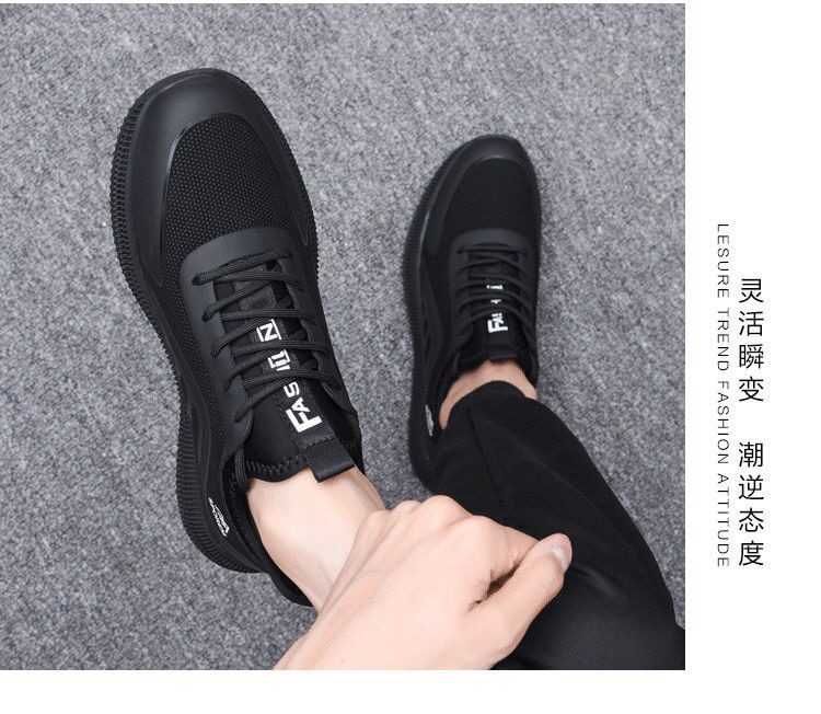 Giày thể thao nam đế dày kiểu sneaker thời trang, đế mềm chạy bộ nhẹ dễ phối đồ — Màu đỏ đen, Toàn màu đen, Đen trắng chi tiết 6