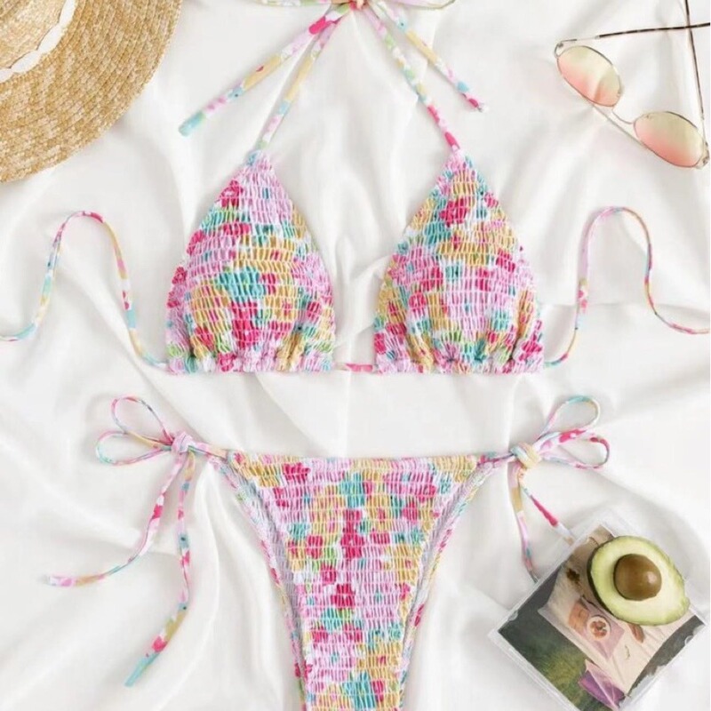 2023 New Factory Triangular Bag Swimsuit Women's Ready Stock Sexy Three-Point Strap Bikini Cross-Border Suit