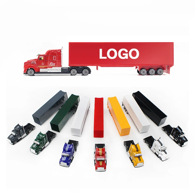 Индивидуальный контейнерный полуприцеп из сплава, масштаб 1:58, с возможностью нанесения логотипа и узоров, перепечатка цветной упаковки, оптовая продажа подарочных наборов.