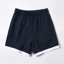 儿童藏青色学院男女童针织运动短裤儿童夏款校服裤毛圈棉一件代发