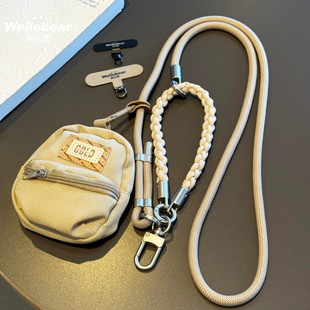 Outdoor Anti-Theft Mobile Phone Lanyard Cross-Body Carryable Coin Storage Bag Multi-Functional Classy Durable Adjustable Hanging Neck Chain