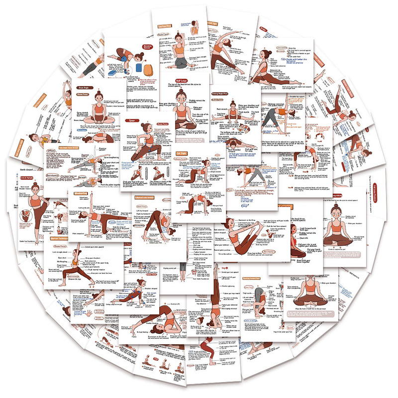 41 Sheets/Set English Yoga Stickers DIY Notebook Handbook Self-Adhesive Material Stickers Literary Creative Stickers
