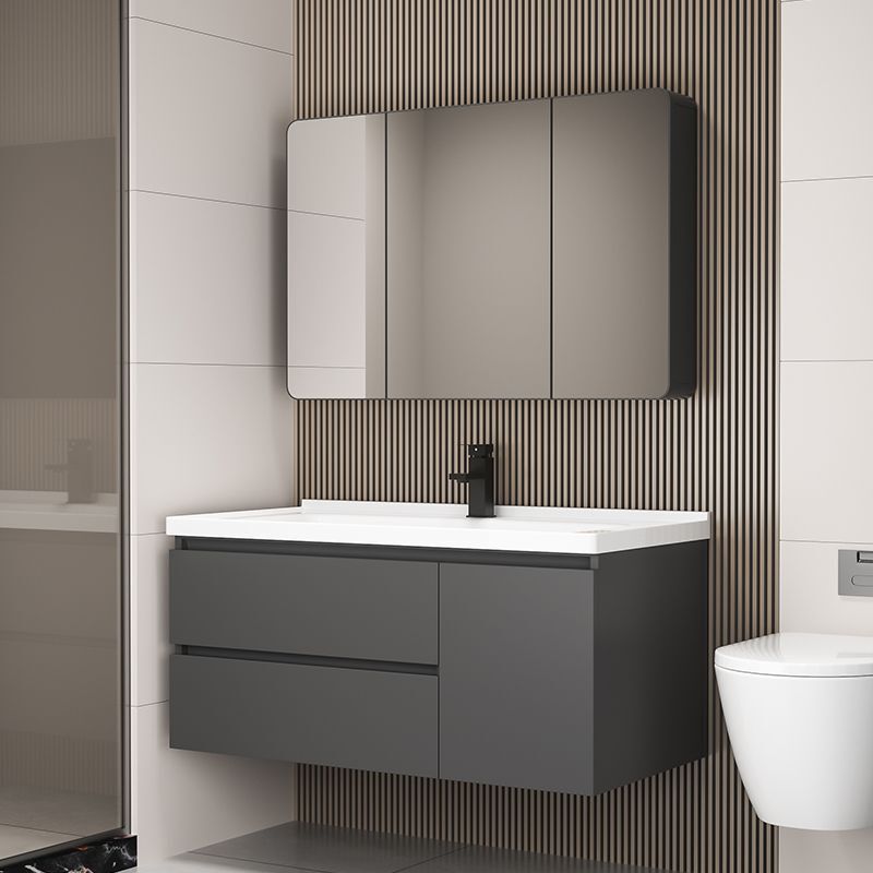 Thickened Dark Gray Space Aluminum Bathroom Cabinet Washbasin Bathroom Cabinet Combination Simple Ceramic Integrated Washstand Pool Drawer