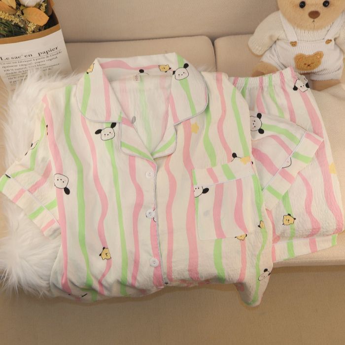 Al por mayor transfronterizo nuevo verano nubes de algodón dibujos animados mangas cortas pantalones cortos pijamas ropa de casa de mujer set ropa de casa de moda