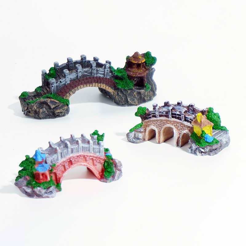 El comerciante recomienda la simulación de micropaisajismo de estilo chino, adornos de puente retro, decoración de acuarios, pabellón de tela, artesanías de resina