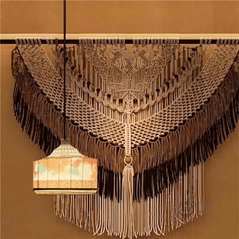 Wu. Ins Wabi-Sabi Style Hand-Woven Tapestry Retro B&B Decoration Model Room Hotel Background Wall Soft Decoration Pendant