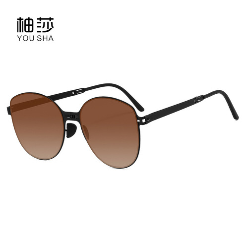Folding sunglasses, gradient sun protection, UV protection, portable outdoor travel shooting sunshade glasses, large frame sunglasses