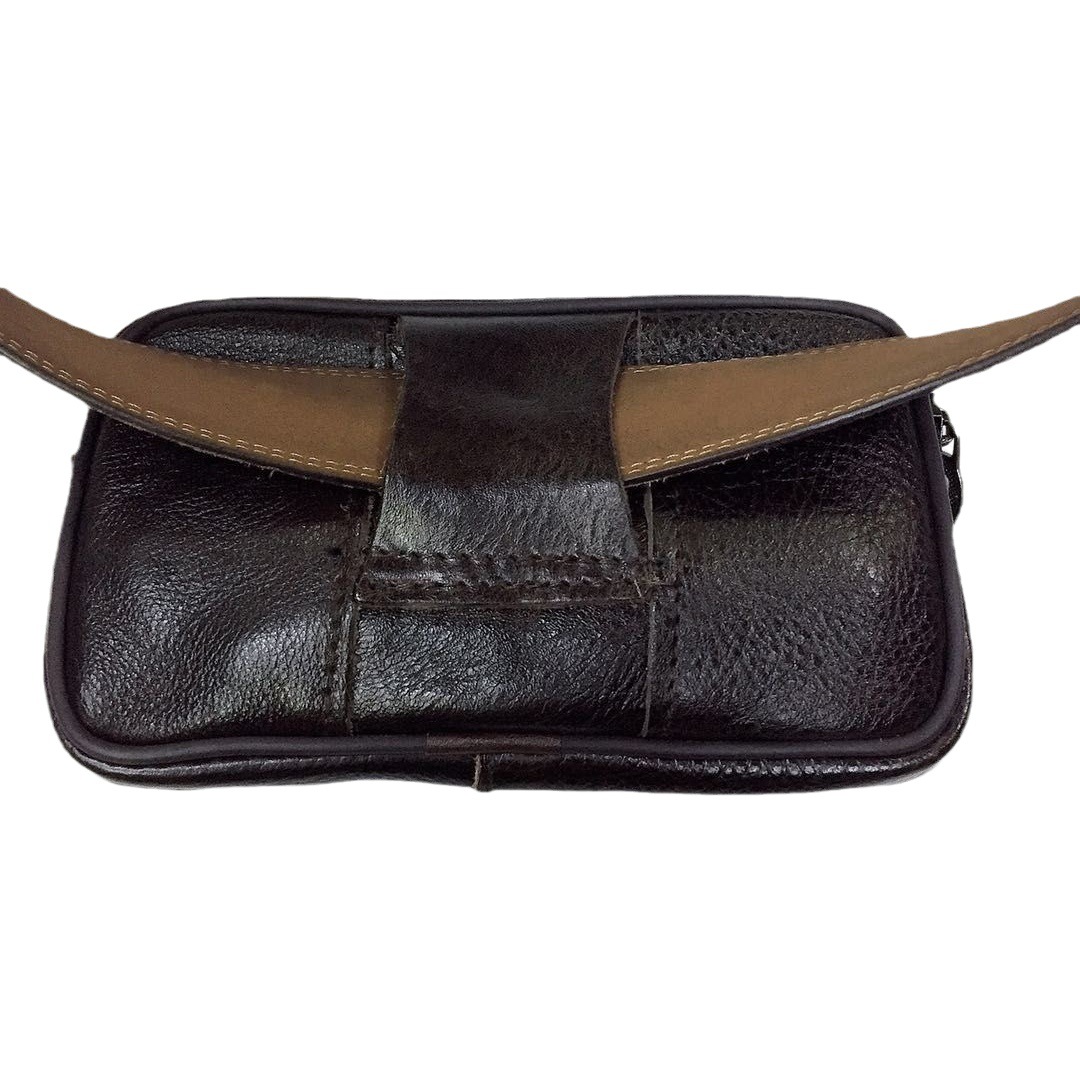 Men's Belt Mobile Phone Waist Bag Single Layer Double Zipper Waterproof Pure Leather Mobile Phone Waist Bag Multifunctional Outdoor Bag Wholesale