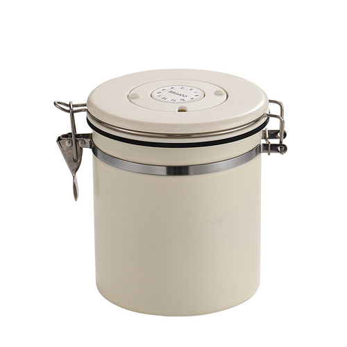 Coffee beans and coffee powder dry goods sealed jars 304 stainless steel exhaust valve sealed storage jars fresh-keeping jars cross-border