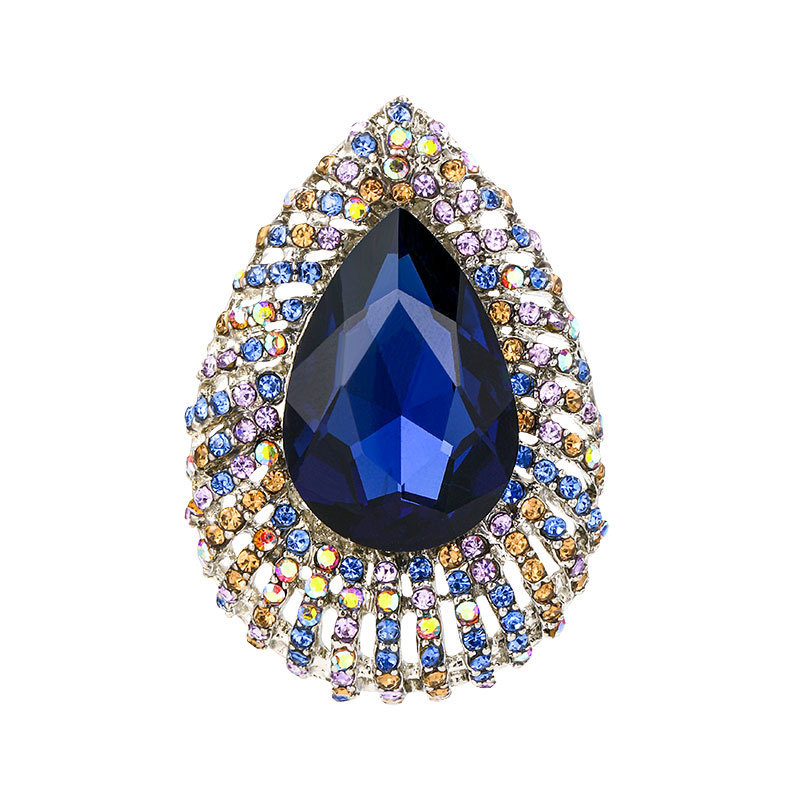 Cross-border retro water drop brooch women's high-end fashion crystal encrusted corsage medieval temperament coat buckle clothing accessories