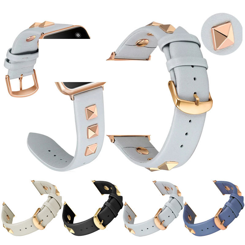 For apple watch Rivet leather strap Series7 6 SE 5 4 3 2 spot
