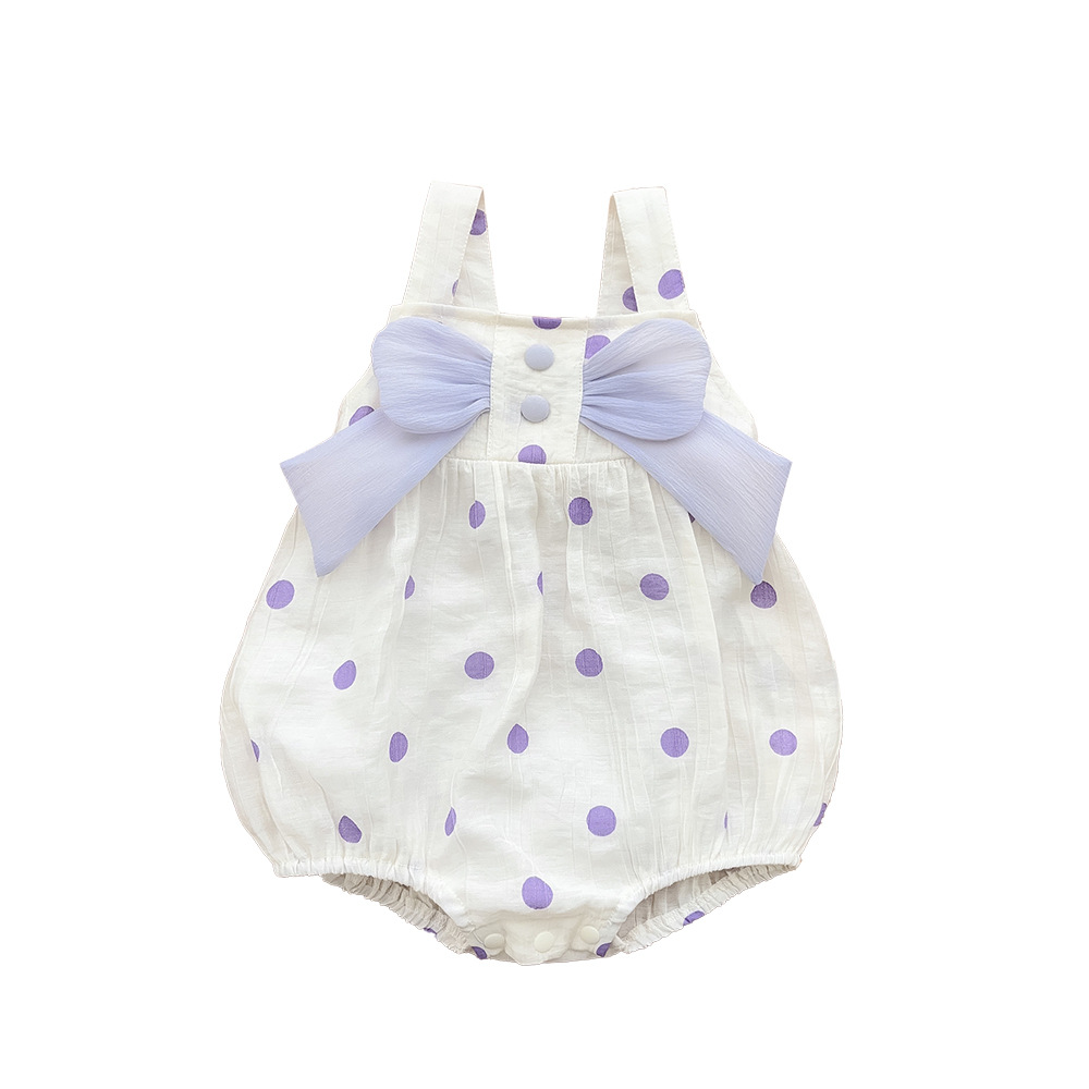 Verano Corea del Sur diseño de nicho ropa para bebés ropa para niños púrpura de alta gama lazo de bebé cabestrillo sin mangas traje de escalada