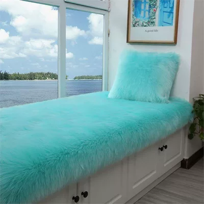 Cushion, Faux Cashmere Door Mat, Car Carpet - lake-blue-50160cm-rectangle