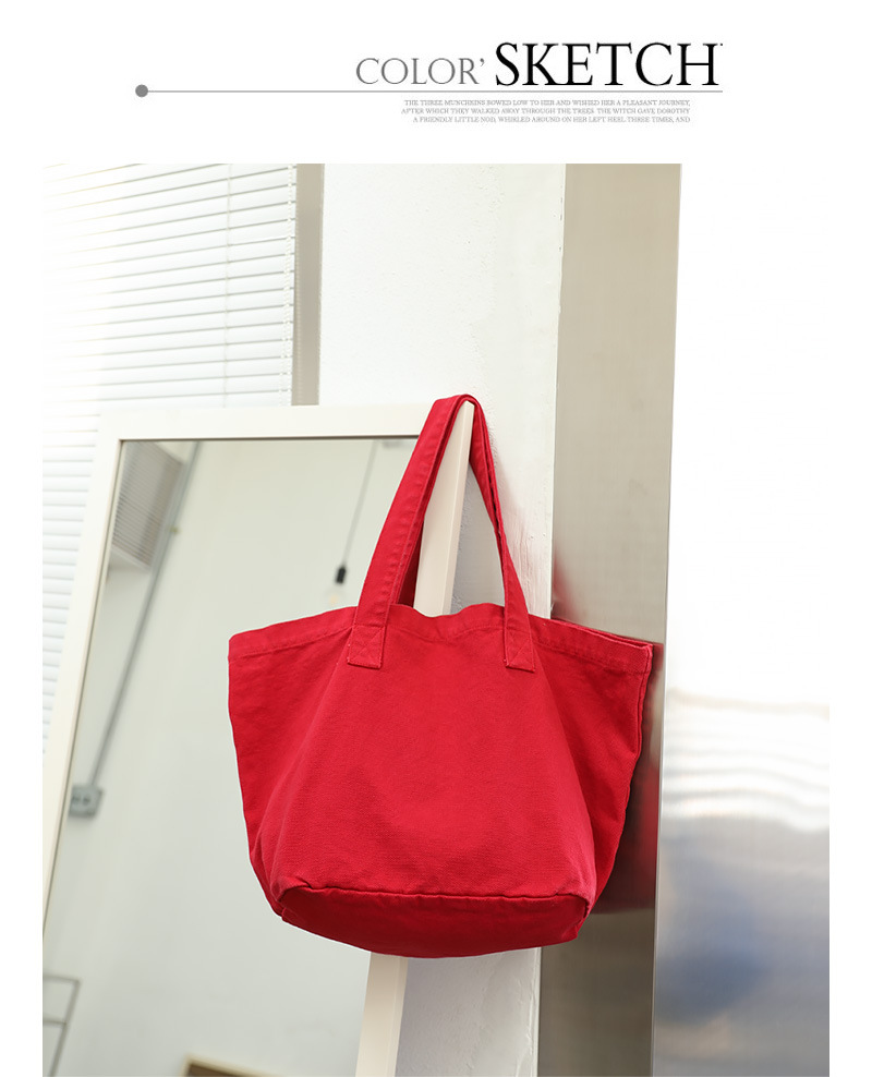 Women's Large Canvas Solid Color Basic Square Open Canvas Bag display picture 16