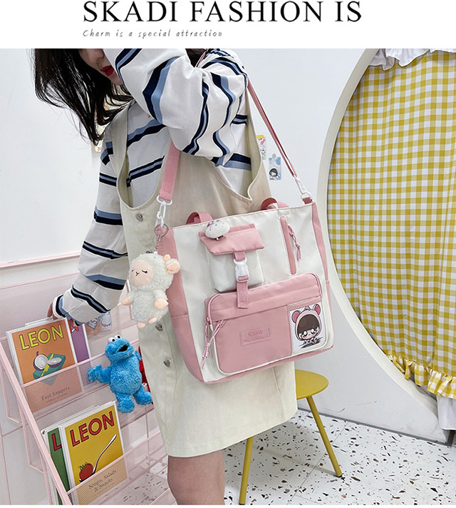 Canvas bag, large-capacity crossbody bag for women, Japanese and Korean version single-shoulder bag, student class tutorial bag, versatile ins trendy book undefined