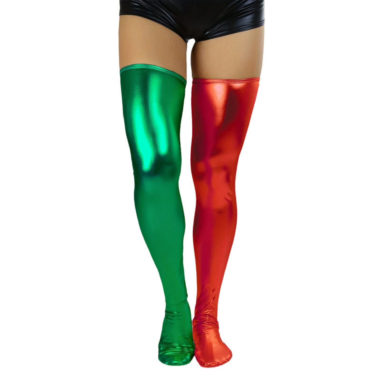 Europa y los Estados Unidos transfronterizos nuevos estilos de moda elásticos delgados calcetines de cuero brillante brillante al por mayor