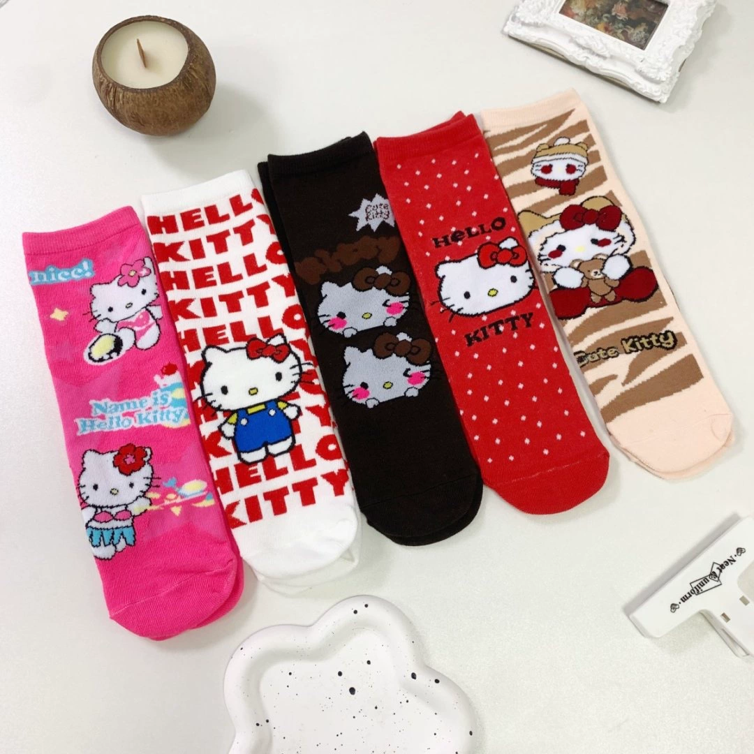 Hello Kitty, детские милые гольфы до колена, средняя длина, впитывают пот и запахи