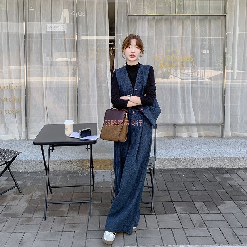 感马甲套装女初秋季2025新款韩系气质通勤阔腿裤两件套裤子