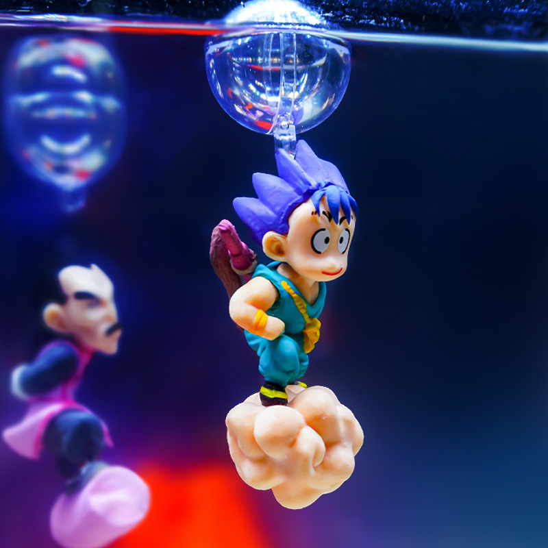 Wukong micro paisaje pequeño cilindro paisaje azul gordo dibujos animados Diver flotante Tanque de peces decoración de paisaje anime Dragon Ball