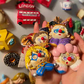 小丑系列香薰石膏娃娃DIY涂鸦冰箱贴白模涂色玩具玩偶磁吸卡通贴