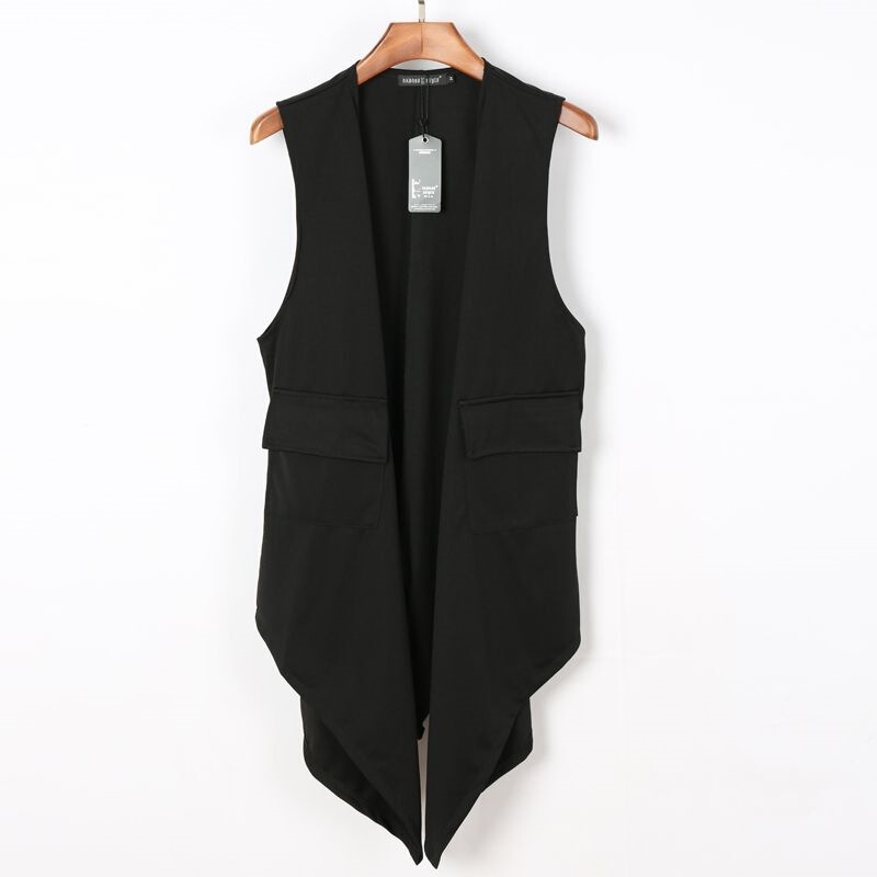 2026 Trendy Mid-Length Men's Vest, Fashionable Thin Sleeveless Cardigan, Korean Style Buttonless Vest Outerwear 2026 Trendy Mid-Length Men's Vest, Fashionable Thin Sleeveless Cardigan, Korean Style Buttonless Vest Outerwear