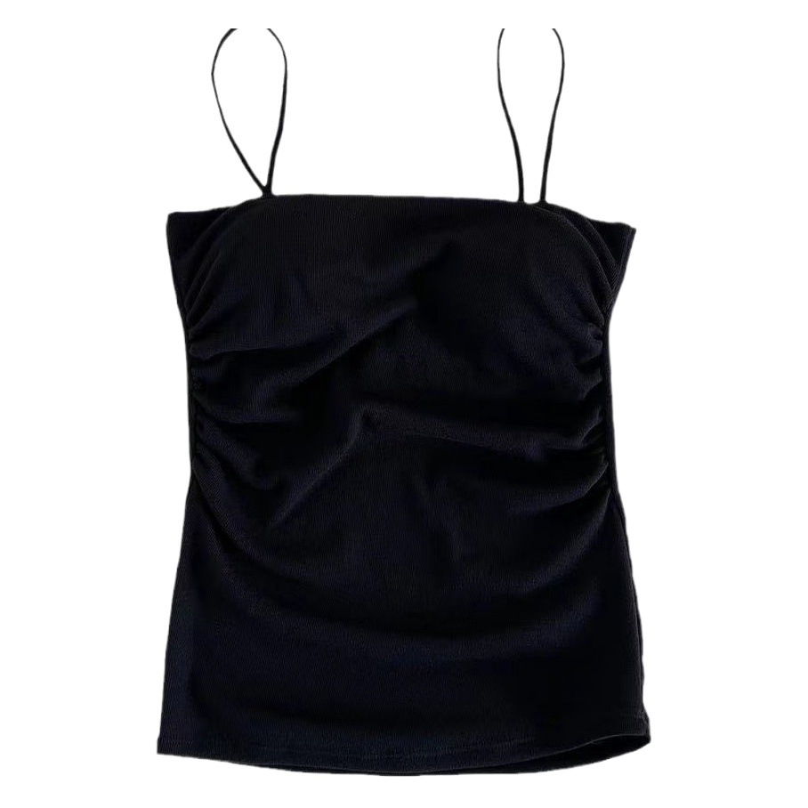 Estilo coreano Otoño e Invierno cálido color sólido cepillado camisola plisada viento puro cinturón pecho pad Slim bottoming camisa superior para las mujeres image 1