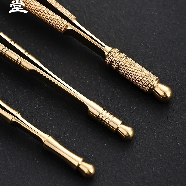 Mingqitang 純真鍮茶クリップ カップクリップ カンフー茶ピンセット ティーカップクリップ 銅茶クリップ 銅茶セットアクセサリー 茶道|undefined
