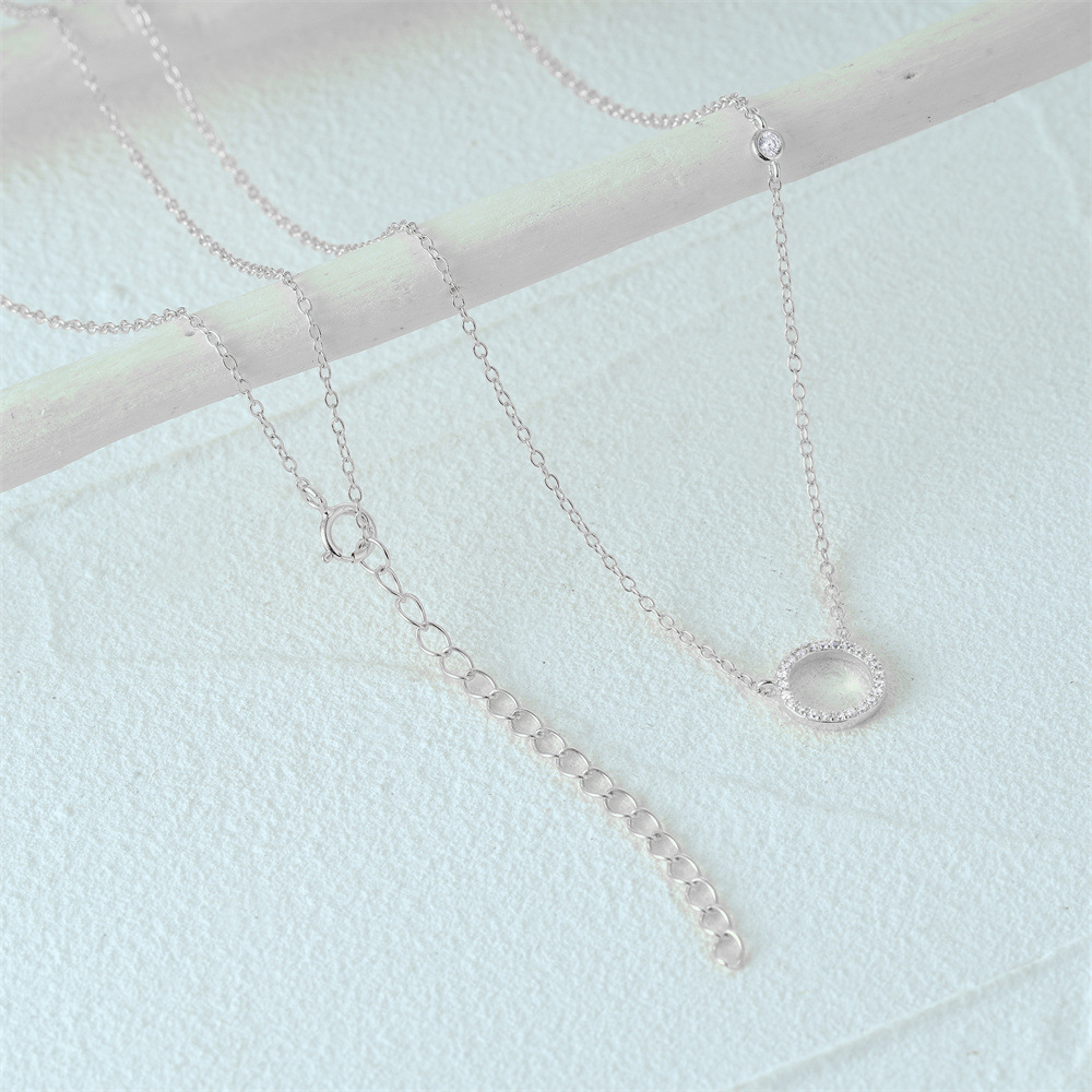 6g Weight Pendant Necklace Classification 1 Piece Quantity Casual, Daily Occasion 925 Sterling Silver Material Circle Pattern Women's Gender Plating Design Simple Style Style 925 Sterling Silver Plating Circle Pendant Necklace 7